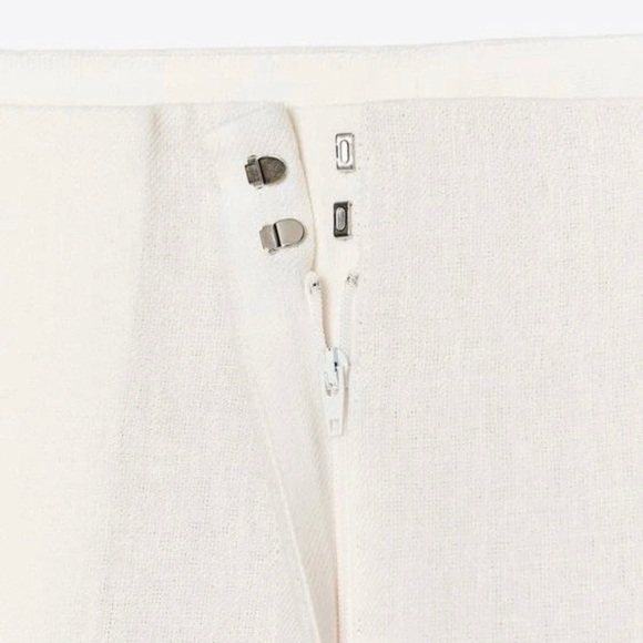NWT ZARA LINEN BLEND PLEATED PANTS ZW COLLECTION Ecru Size S - Picture 11 of 12
